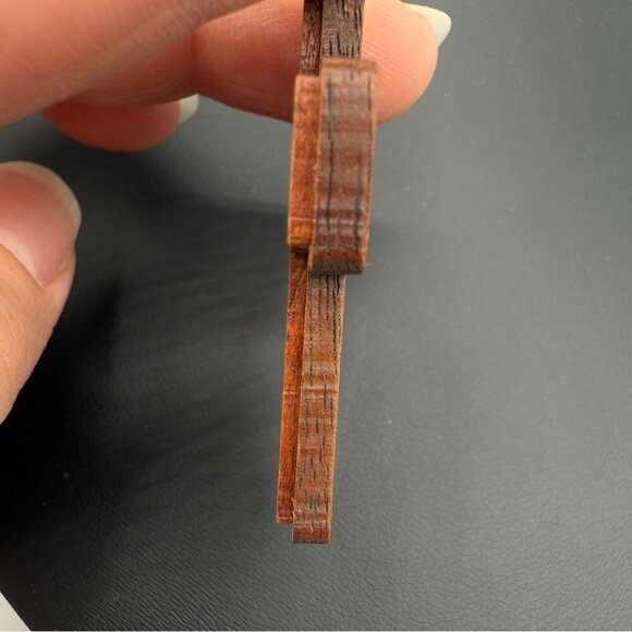 Carved Wooden Cross Pendant - Picture 13 of 14